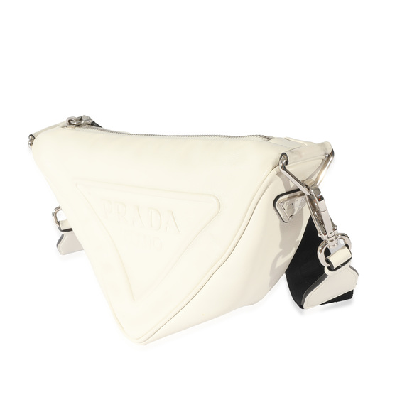 Prada White Leather Triangle Crossbody Bag - Picture 4 of 7